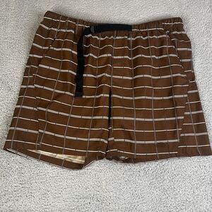 The North Face Swim Trunk Mens XXL Brown Stripe Belted Shorts Lined Bathing Suit